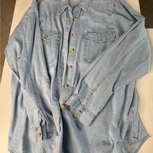 Light Blue Denim Button-Up Shirt